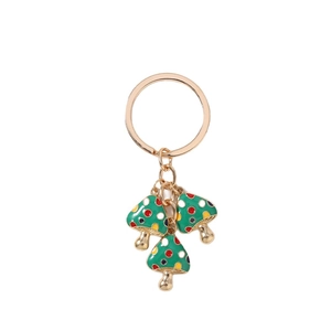Modischer Pilz-Schlüsselanhänger mit bunten Punkten und goldenem Ring für Taschen