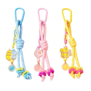 Porte-clés tressés colorés avec breloques abeille et papillon pour téléphones et clés