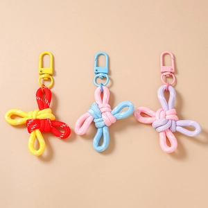 Handmade Braided Rope Keychain Chinese Knot Nylon Cord Bag Pendant Fashion Contrast Color Phone Strap Accessory
