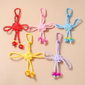 Handmade Nylon Braided Rope Keychain Ethnic Chinese Knot Bag Charm With Metal Buckle For Phone Bag Car Keys Women Men Decoration