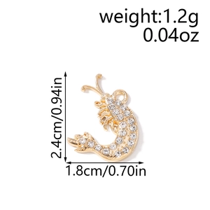 Sparkling gold-plated sea lobster charm with white crystals for DIY jewelry 2.4cm x 1.8cm