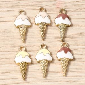 Breloques en Alliage Émaillé Cône de Crème Glacée Pendentifs pour Fabrication de Bijoux DIY Collier Bracelet Porte-clés