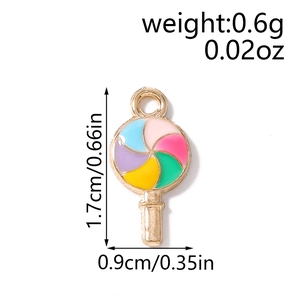Pendentifs sucette colorés de 1,7 cm avec boucles en métal pour colliers et bracelets