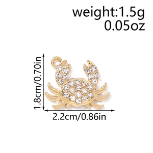 Pendentif crabe doré avec strass scintillants pour bijoux et colliers DIY personnalisés