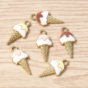 Pendentifs en émail en forme de cornet de glace pour bijoux DIY en diverses couleurs