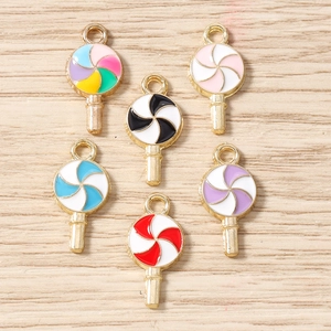 Pendentifs sucettes colorés en émail avec cadres dorés pour la création de bijoux DIY