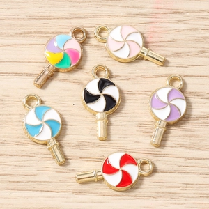 Pendentifs sucette en émail aux motifs colorés pour la création de bijoux DIY