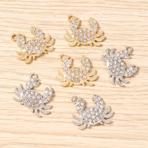 Pendentifs Crabe en Alliage et Strass Accessoires Bijoux DIY pour Collier Fabrication Or Argent Breloques Animal