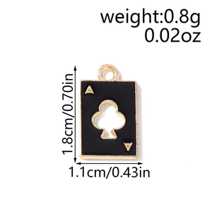 Klaveren Aas speelkaart hanger van emaille in zwart en goud voor DIY sieraden maken