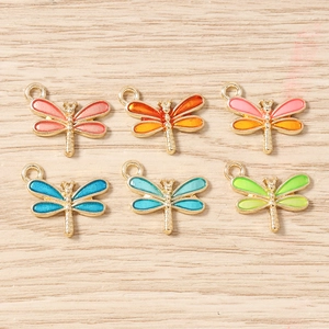 Pack de 6 pendentifs libellule émaillés colorés pour la fabrication de bijoux DIY