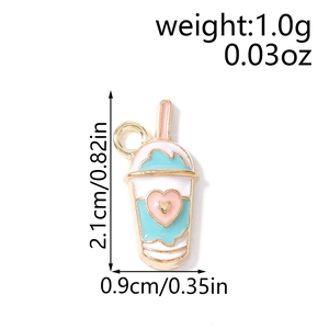 Pendentif bubble tea miniature avec détail cœur et anneau pour bijoux DIY