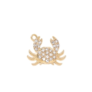 Pendentif crabe doré avec strass blancs pour la création de bijoux, lot de 10 pièces