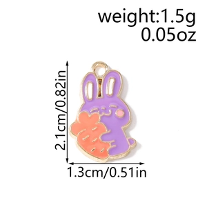 Cartoon rabbit with carrot enamel charm pendant for DIY jewelry making 2.1cm