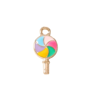 Pendentifs sucette dorés avec émail coloré pour bijoux DIY et colliers