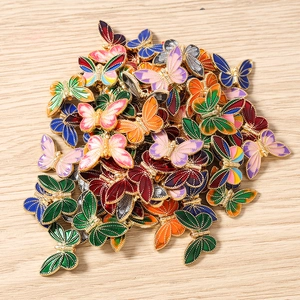 Colorful enamel butterfly charms with gold metal edges for DIY jewelry and crafts