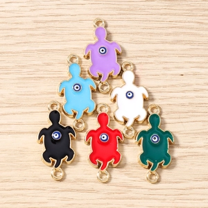Colorful turtle evil eye charms in gold finish for DIY jewelry making and bracelets
