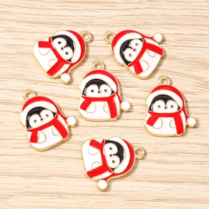 Sechser-Set Weihnachts-Pinguin-Emaille-Anhänger für DIY-Schmuck und Halsketten
