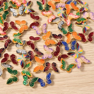 Colorful enamel butterfly pendants with gold plating for DIY jewelry making accessories