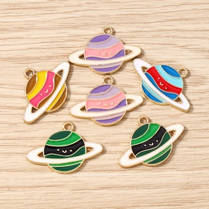 DIY colorful smiley planet charms made of enamel alloy for jewelry making projects