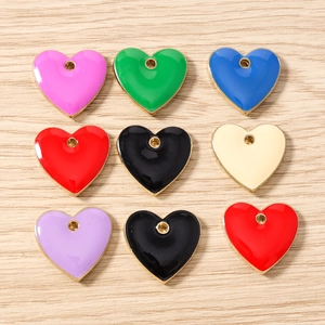 Enamel Heart Shaped Zinc Alloy Pendants Heart Charms For DIY Jewelry Making Bracelet Necklace Earrings Women Keychain