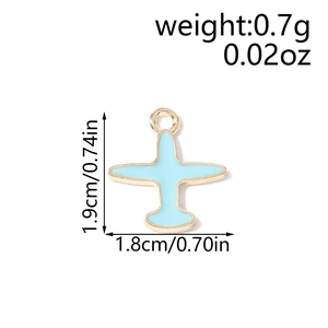 Colgante avión esmalte azul medidas 1,9x1,8cm para creación de joyas DIY