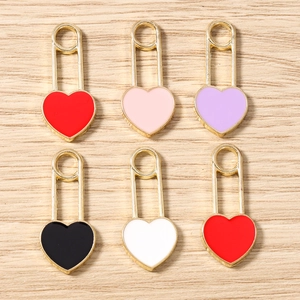 Herz Sicherheitsnadel Anhänger Legierung Emaille Charms Für DIY Schmuckherstellung Halskette Armband Ohrringe Schlüsselanhänger Zubehör Mehrfarbig