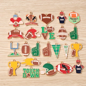 American Football Thema Zinklegierung Emaille Charms Für Schmuckherstellung Helm Trikot Trophäe Sportstil DIY Anhänger Zubehör