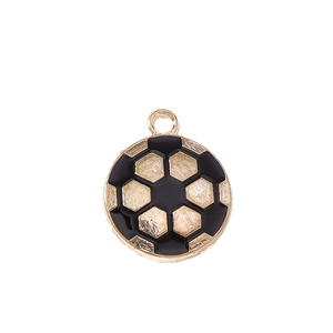10er-Pack schwarz-gelbe Emaille-Fußballanhänger für DIY-Schmuck und Schlüsselanhänger