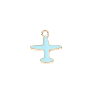Colgantes de avión en esmalte azul y dorado para creación de joyas DIY y llaveros