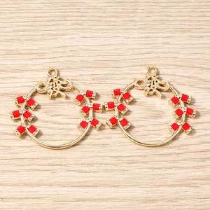 Détails de pendentifs pétards rouges avec signe Fu doré pour la création de bijoux DIY
