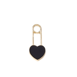 Goldener herzförmiger Anhänger mit schwarzer Emaille für DIY-Schmuck und Ketten