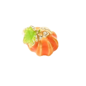 5pcs set of orange pumpkin charms with green leaf for DIY jewelry making and crafts