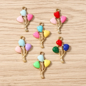 Colorful heart balloon enamel pendants in zinc alloy for DIY jewelry and necklaces