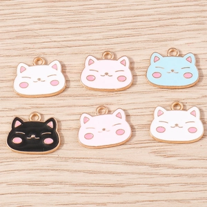 Charmants Pendentifs en Alliage d'Émail en Forme de Tête de Chat pour la Fabrication de Bijoux DIY Collier Bracelet Boucles
