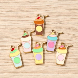 Pendentifs colorés en émail pour thé au lait pour bijoux DIY en couleurs pastel variées