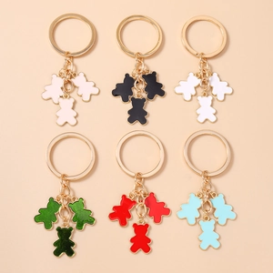 Llavero de Oso de Dibujos Animados de Moda Aleación de Zinc Esmalte Colgante de Bolsa de Animal Accesorios Para Mujeres Niñas Regalo