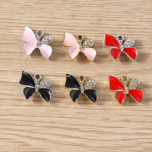 Alloy Rhinestone Butterfly Pendants Enamel Drip Jewelry Charms For DIY Necklace Bracelet Earring Making Craft Findings Accessory
