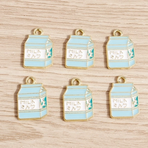 Ciondoli a Forma di Cartone del Latte in Lega di Zinco Smaltata per Creazione Gioielli Fai-da-te Orecchini Collane Bracciali