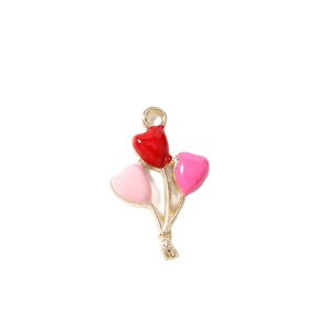 Colorful enamel balloon heart charms with gold alloy base for DIY jewelry making