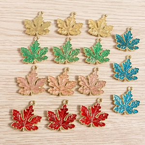 Ahornblatt Legierung Emaille Anhänger Für DIY Schmuckherstellung Bunte Herbstblatt Charms Für Ohrringe Halsketten Armband