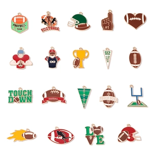 Packung mit 20 American-Football-Emaille-Anhängern für DIY-Schmuck und Schlüsselanhänger