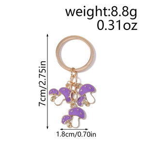 Dettagli su dimensioni e peso del portachiavi a fungo viola con anello d'oro