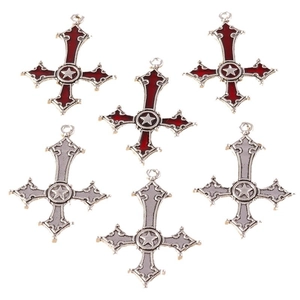 Gotische kruishangers voor doe-het-zelf sieraden in donkerrode en grijze vintage stijlen