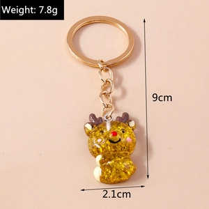 Detail of glitter reindeer keychain with size 9cm by 2.1cm and weight 7.8g information