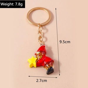 Christmas keychain with red hat gnome pendant and weight size dimensions