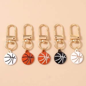 Fashion Basketball Sports Keychain Zinc Alloy Enamel Bag Pendant Metal Lobster Clasp Key Ring For Men Women Sports Fans Gift
