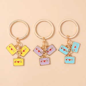 Creative Love Letter Envelope Keychain Zinc Alloy Gold Plated Heart Cupid Arrow Pendant Key Ring For Valentine's Day Gift