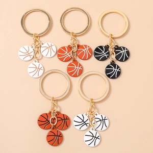 Porte-clés de Basketball à la Mode en Alliage de Zinc Fans de Sport Pendentif Triple Balle Créatif pour Sacs à Dos