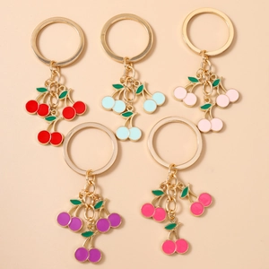 Portachiavi a Ciliegia Simulazione Frutta Anello Portachiavi in Lega di Zinco Smalto Ciondolo Borsa Dolce Accessorio Moda Regalo Donna