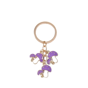 Portachiavi a fungo viola alla moda con ciondoli dorati per borse e accessori di stile